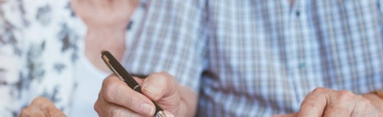 elderly couple, writing a will